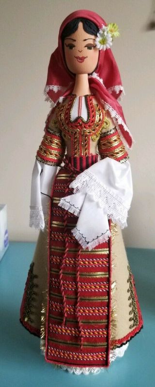 Vintage Russian Czech Polish Wooden Peg Doll 15 Inches Tall