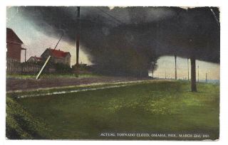 Omaha Ne Antique 1914 Old Postcard Tornado Cloud Nebraska Bad Weather