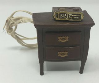 Vtg 1982 Dollhouse Miniature Cpg Electric Night Stand Clock Radio Made Hong Kong