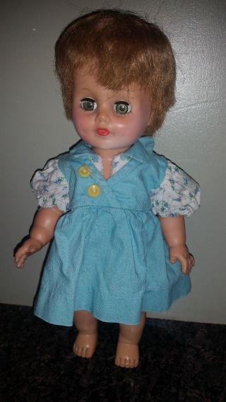 Vintage Eegee 10 " Doll With Dimples & Open & Close Eyes Dressed