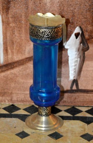 Moroccan Hand Made Recycled Glass Candle Holder Large