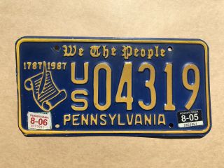 1987 Pennsylvania License Plate We The People Rare Constitution Graphic Pa