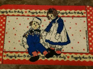 Vintage 1998 Raggedy Ann And Andy Throw Rug.  Approx 28.  5 Inches By 17.  5 Inches.
