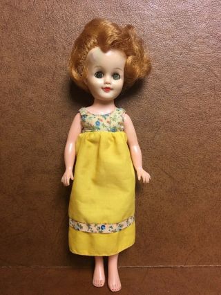 Vintage 10.  5 " Vogue Jan Doll Floral Yellow Nightgown