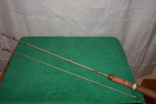 Vintage / Antique 2 Piece Steel Rod Wood Handle 55 " Fishing Pole 1930 