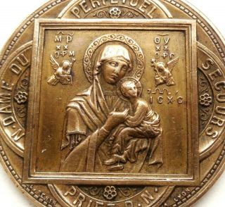 Perpetual Help & Saint Alphonse - Large Antique Art Medal Signed Ludovic Penin