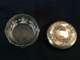 Vintage Antique Dresser Vanity Jar Cut Glass Webster Sterling Silver Lid