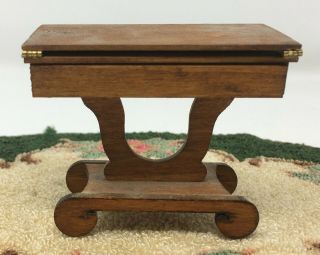 Vintage Dollhouse Miniature Wood Flip Top Side Table Furniture