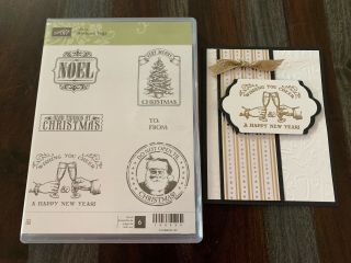 Stampin Up Antique Tags Stamp Set Noel/to&from/santa/happy Year Lot,  Card