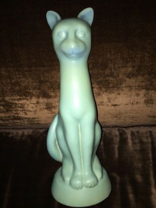 Vintage Van Briggle Pottery Turquoise/blue Green Tall Cat Figurine 15 " - Rare