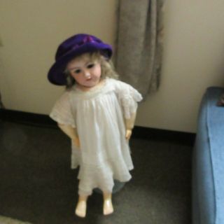 Antique Vintage Purple Doll Hat For Large Antique Doll