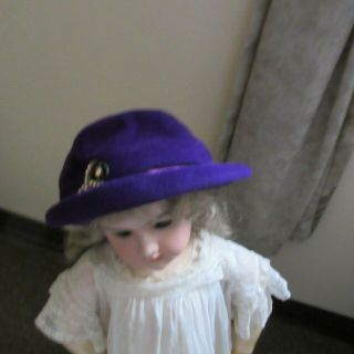 Antique Vintage Purple Doll Hat for large Antique Doll 3