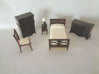 Renwal 6 Piece Bedroom Set Vintage Dollhouse Miniature Furniture Plastic