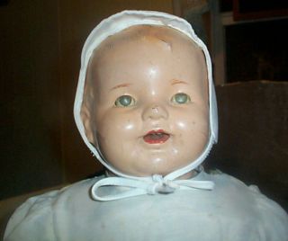 1920s Big 25 " Antique Composition Baby Girl Doll With Teeth