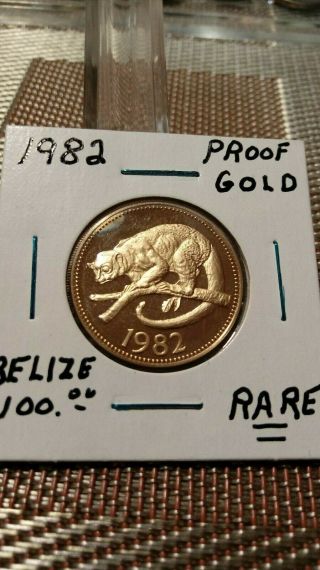 1982 Belize $100 Proof Gold Coin " Extremely Rare ".