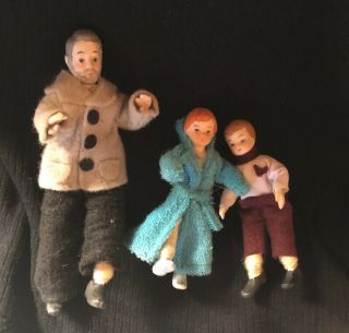 Antique German Miniature Dollhouse Dolls Bisque Heads Hands Cloth &wrapped Legs