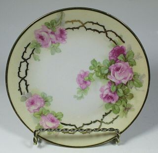 Antique Royal Rudolstadt Prussia Hand Painted Floral Cabinet Plate