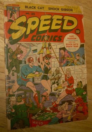 Speed Comics 35 Rare Harvey Wwii Classic Cover Gga Bondage Japanese Black Cat