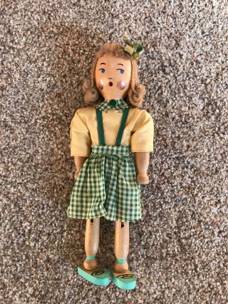 Vintage unknown unique artist wood wooden peg girl doll with PATENTE stamp NR 2