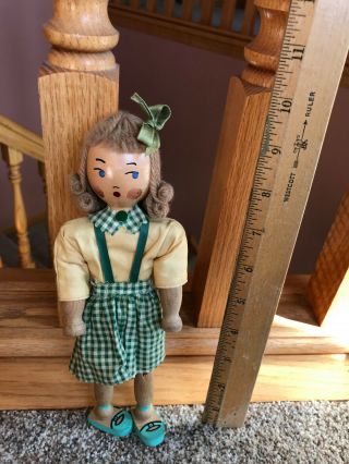 Vintage unknown unique artist wood wooden peg girl doll with PATENTE stamp NR 3