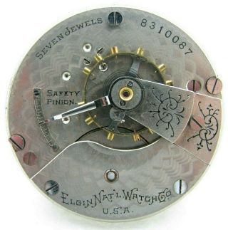 Antique 18s Elgin 7 Jewel Grade 208 Pocket Watch Movement Parts