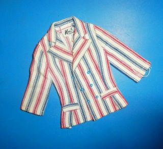 Vintage Ken Clothes - Mod Era Ken 1589 Red,  White And Wild Jacket