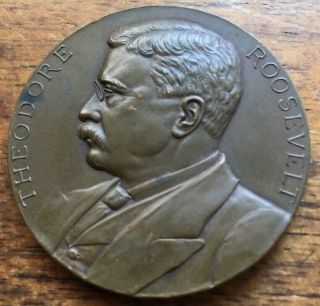 Rare 1905 Official Theodore Roosevelt Inaugural Bronze Medal 44mm