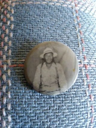 Antique Vintage Pinback Pin - Unusual Item Black Man Photo 1 1/4 Inches