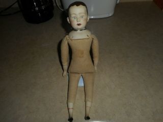 Antique Bisque Doll Germany 5 On The Back Cute Face And Blue Painted Eyes