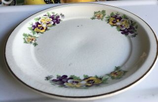 VINTAGE TEA CUP AND SAUCER WHITE WITH PANSY FLOWERS TRIM WITH GOLD 3