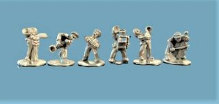 Antique Miniature German Silver Musicians Figurines Set Of 6 Musicians Handmade