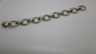 Tiffany & Co Rare Twisted Rope Round Link Bracelet In Sterling Silver 7.  5 " Long