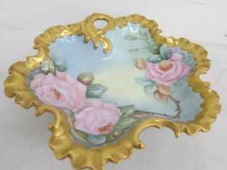 Vintage Hand Painted Porcelain Candy Dish Signed By Artist Ruth Allen 8 "