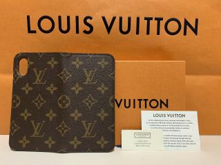 Authentic Louis Vuitton Iphone X & Xs Folio Case Monogram Rare