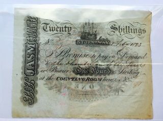 Rare Unsigned 1823 Stornaway 20 Shilling Banknote
