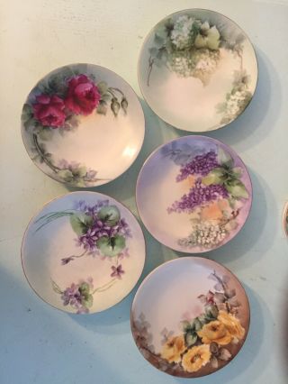 Set Of Six Jean Pouyat Limoges France French Plates Hand Painted Artist Signed
