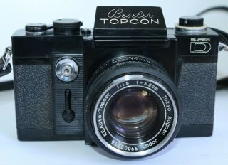Rare All Black Beseler Topcon D Topcor Re - Auto 5.  8cm F1.  8 Lens Slr Japan