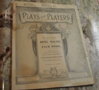 Antique 1911 Leading Theatres In Philadelphia Plays Palm Room Beer Ads Pamphlet
