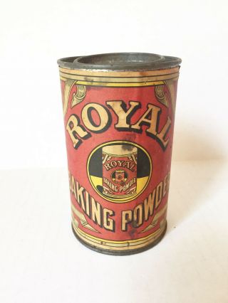 Royal Baking Powder Antique Tin 12 Oz Embossed Top Paper Label