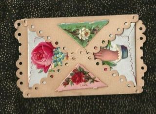 Antique Victorian Calling Card In Valentine Envelope Case Remarkable Intricate