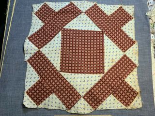 Antique Vintage Late 1800s Early 1900s Quilt Block 13 " Great Early Prints