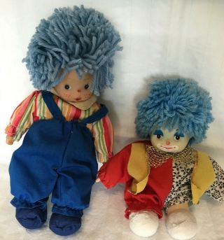Yarn Hair Clown Dolls Blue Yarn Hair Set Of 2