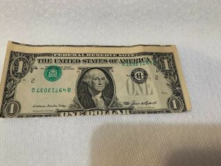 1985 $1 Dollar Bill Cut And Shift Error Note Estate - Rare