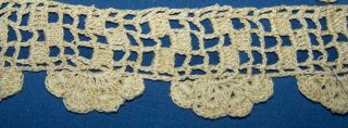 Antique Hand Made Crocheted Trim Edging Border - Ecru