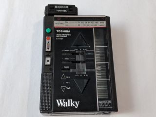 Rare Toshiba Walky Kt - Rs7 Auto Reverse Recording Walkman Japan Black 1985