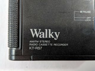 RARE Toshiba Walky KT - RS7 Auto Reverse Recording Walkman Japan Black 1985 3