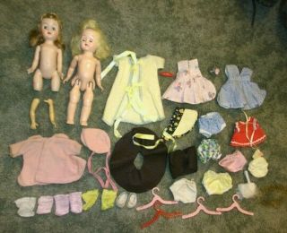 Vintage 8” Chubby Dolls—probably Gigi—for Repair And Love,  Clothes/accessories