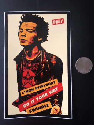 Vintage Shepard Fairey Sid Vicious Sex Pistols Sticker From Print Obey Giant