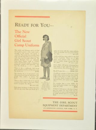 Antique Vintage 1929 Official Girl Scout Camp Uniform Print Advertisement Ad