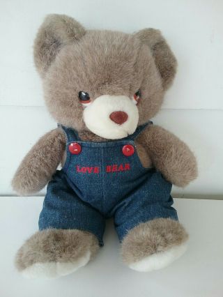 Vintage Russ Love Bear Brown Teddy Bear In Overalls 14 "